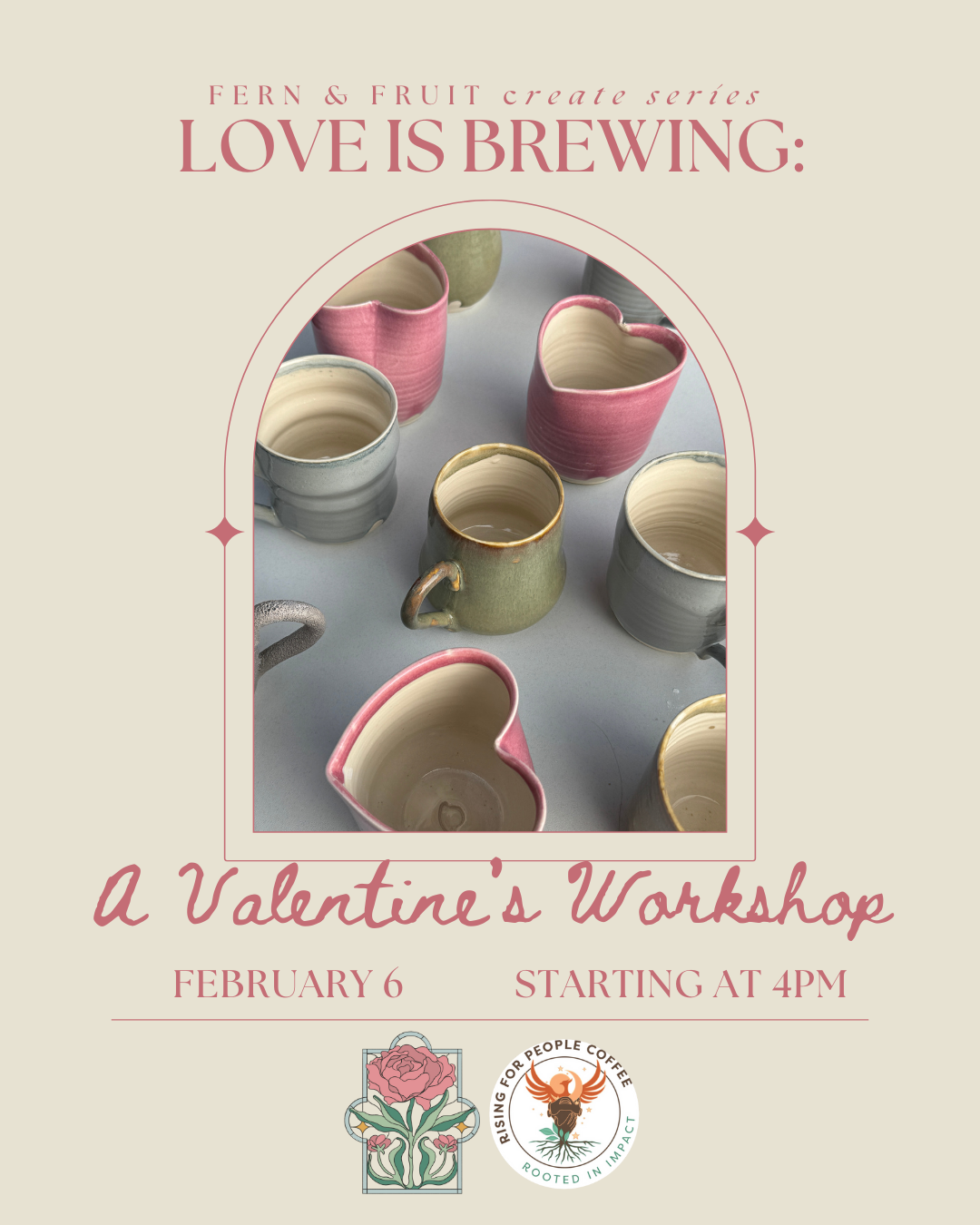 Rising For People Coffee Company - Wholesale DIY Craft Kit - 🥀 LOVE IS BREWING: Valentine’s Bouquet & Mug Workshop1