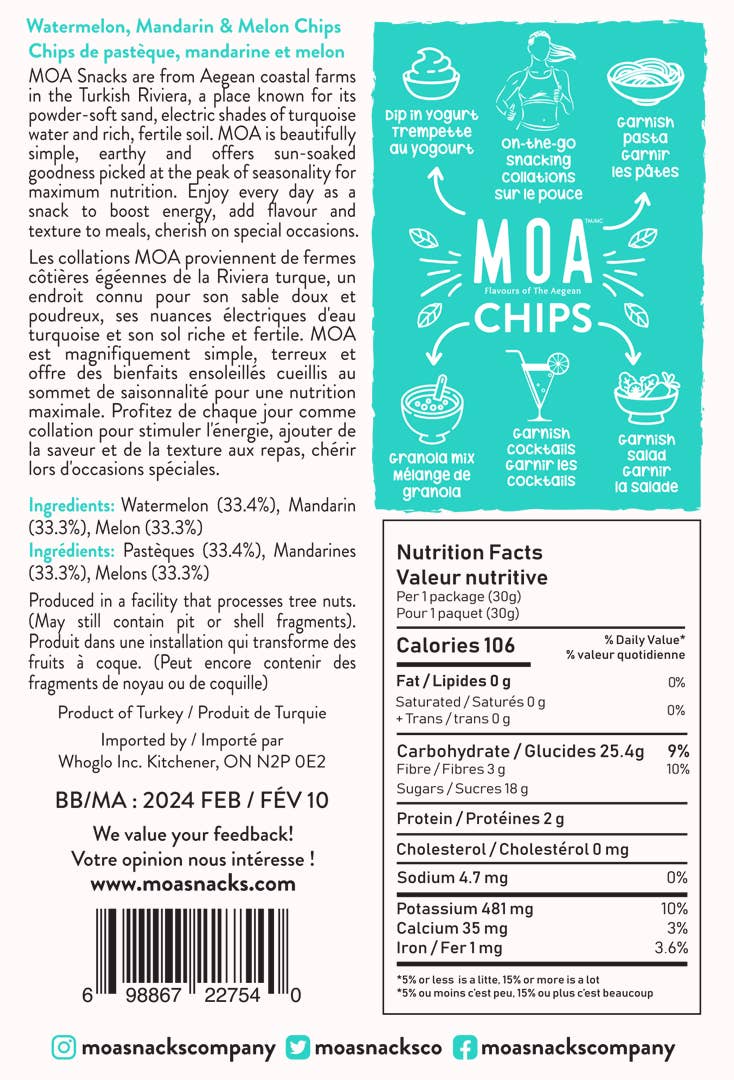 MOA Snacks - Wholesale Dried/Dehydrated Fruit - Watermelon & Mandarin & Melon Mix Chips1