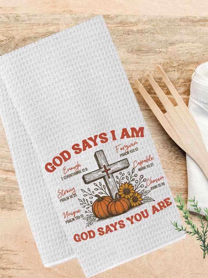God Says I Am Towel for wholesale by Altar Call Ranch Co.