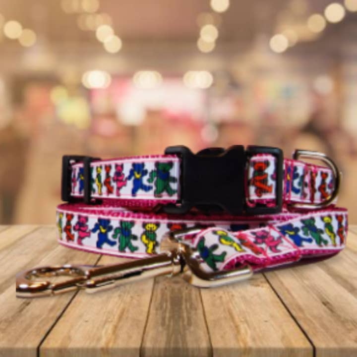 3/4" Pink Dancing Bears Dog Collar, Leash, or Martingale for wholesale by Rocky Mountain Hound