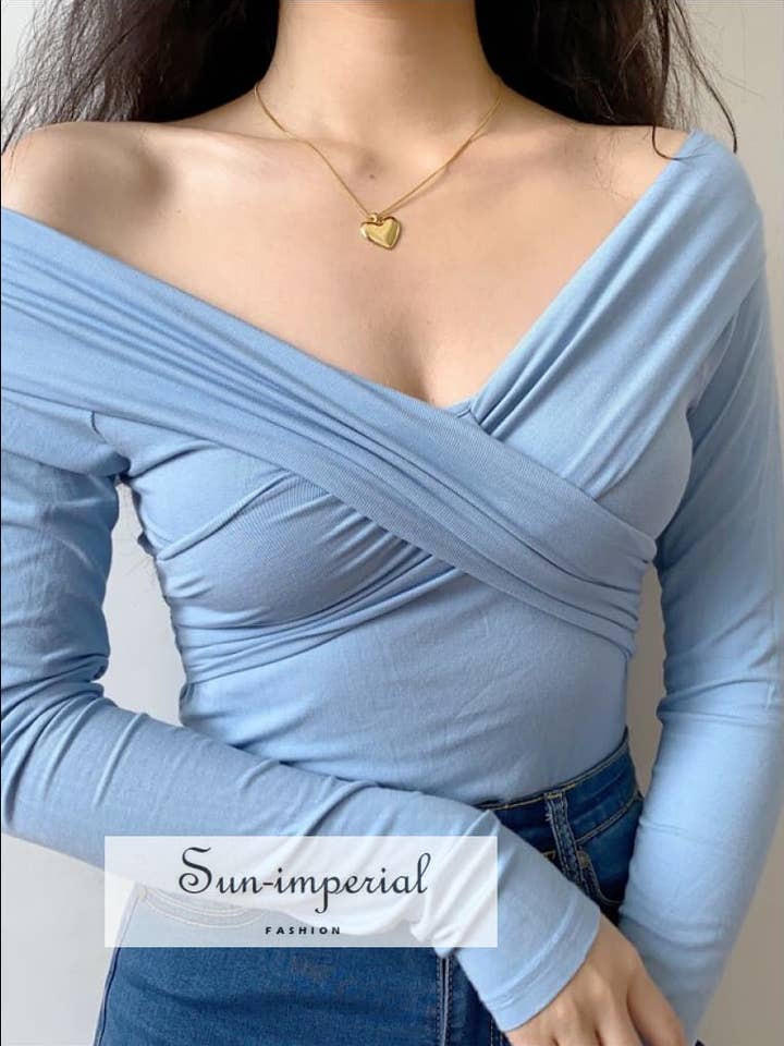 Incrocio a maniche lunghe in tinta unita da donna per la vendita all'ingrosso da parte di Sun Imperial