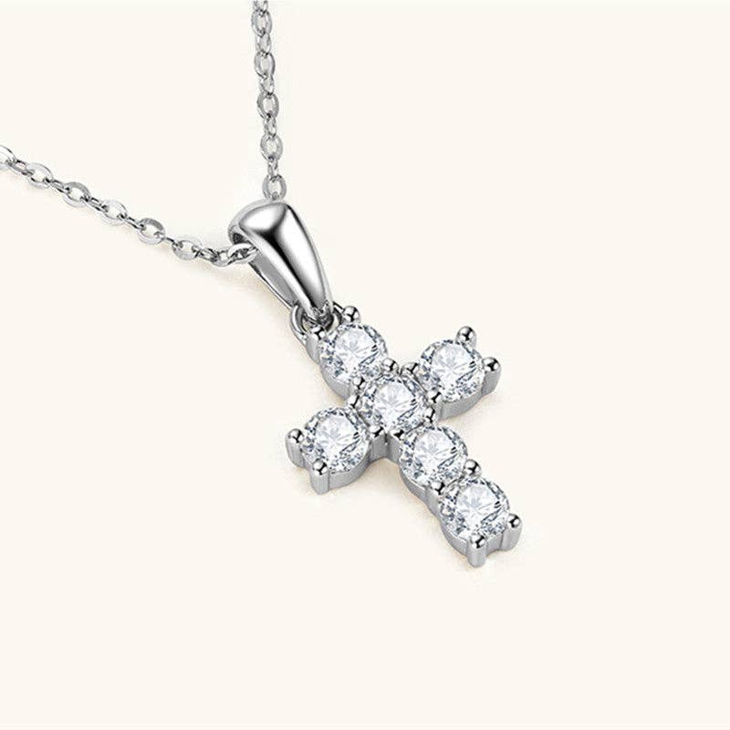 Perimade & Co. LLC - Wholesale Pendant/Charm Necklace - Moissanite Cross Pendant Necklace in 925 Sterling Silver2