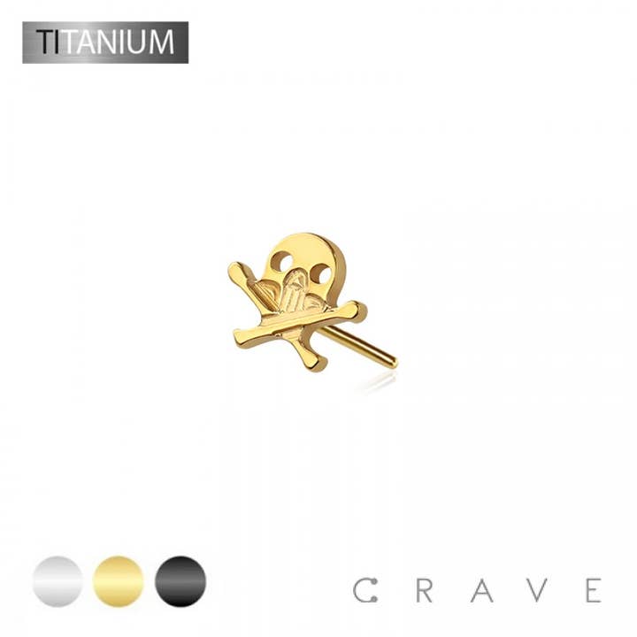 IMPLANTATGRAD TITANIUM TRÅDLØS PUSH IN SKULL PIRATFLAG for engroshandel hos CRAVE
