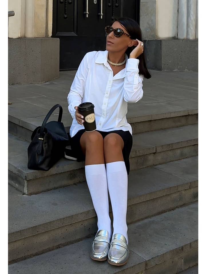 Silver Eden Ode Rhinestone Strap Metallic Loafers for wholesale on Faire1