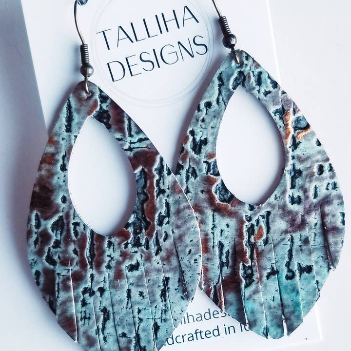Talliha Designs - Wholesale Dangle Earrings - Turquoise Wildwood Genuine Leather Western Fringe Earrings