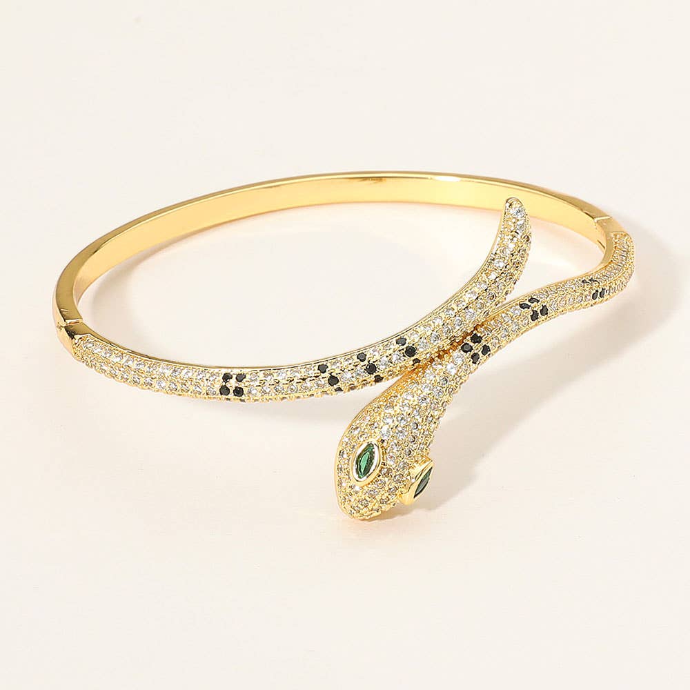 Sensibling Corp. - Wholesale Bangle Bracelet - Stone Paved Snake Hinged Bangle Bracelet2