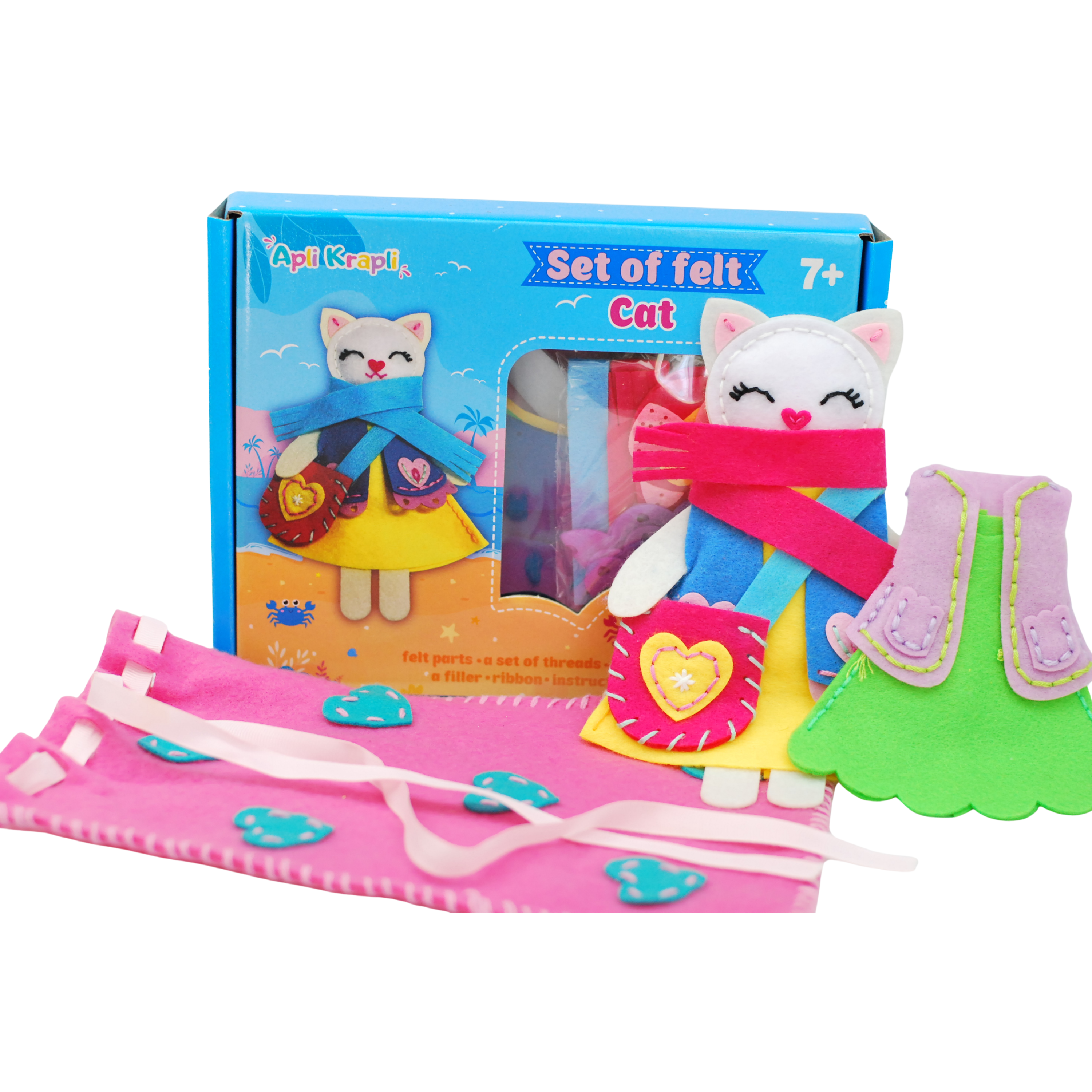 Fainotoys – wholesale Craft sewing kit – APLI Krapli — Felt Toy: toy Cat — Ages 6+0