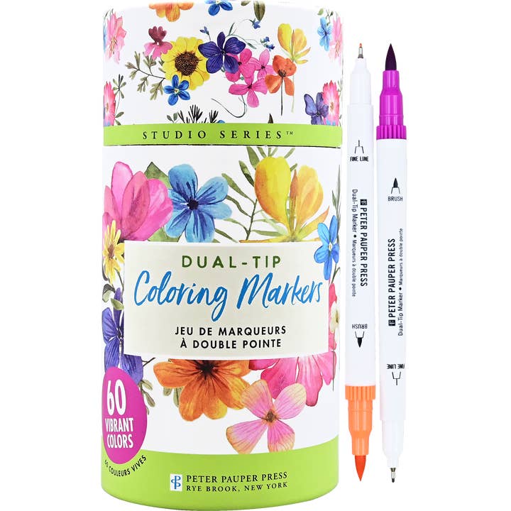 Peter Pauper Press - Wholesale Marker - Studio Series Dual-Tip Coloring Markers (set of 60)