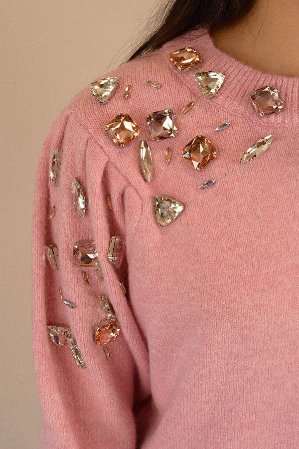 Ambiente - Wholesale Knit Sweater - Women's - HOLIDAY CRYSTAL APPLIQUES SWEATER - W2309JO730491