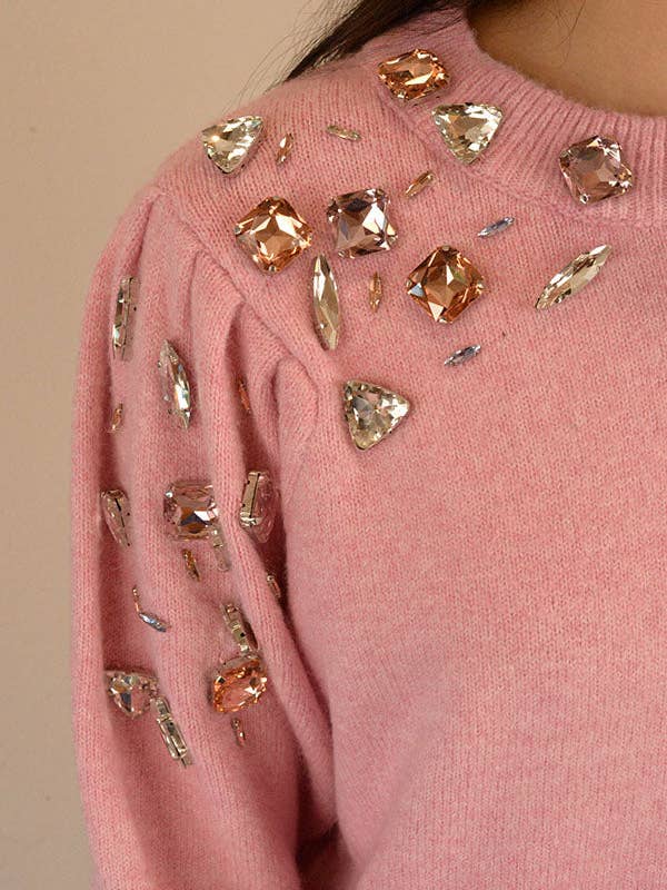 Ambiente - Wholesale Knit Sweater - Women's - HOLIDAY CRYSTAL APPLIQUES SWEATER - W2309JO730491