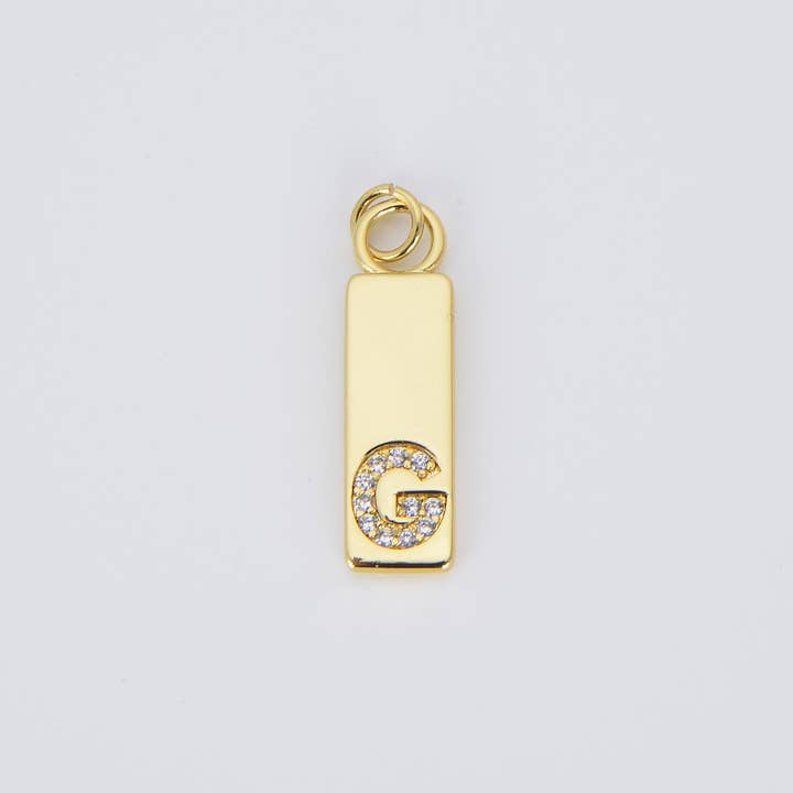 findings4uGem - Wholesale Pendant/Charm Necklace - CZ Gold Filled Alphabet Initial Tag Letter Charm, CP14506