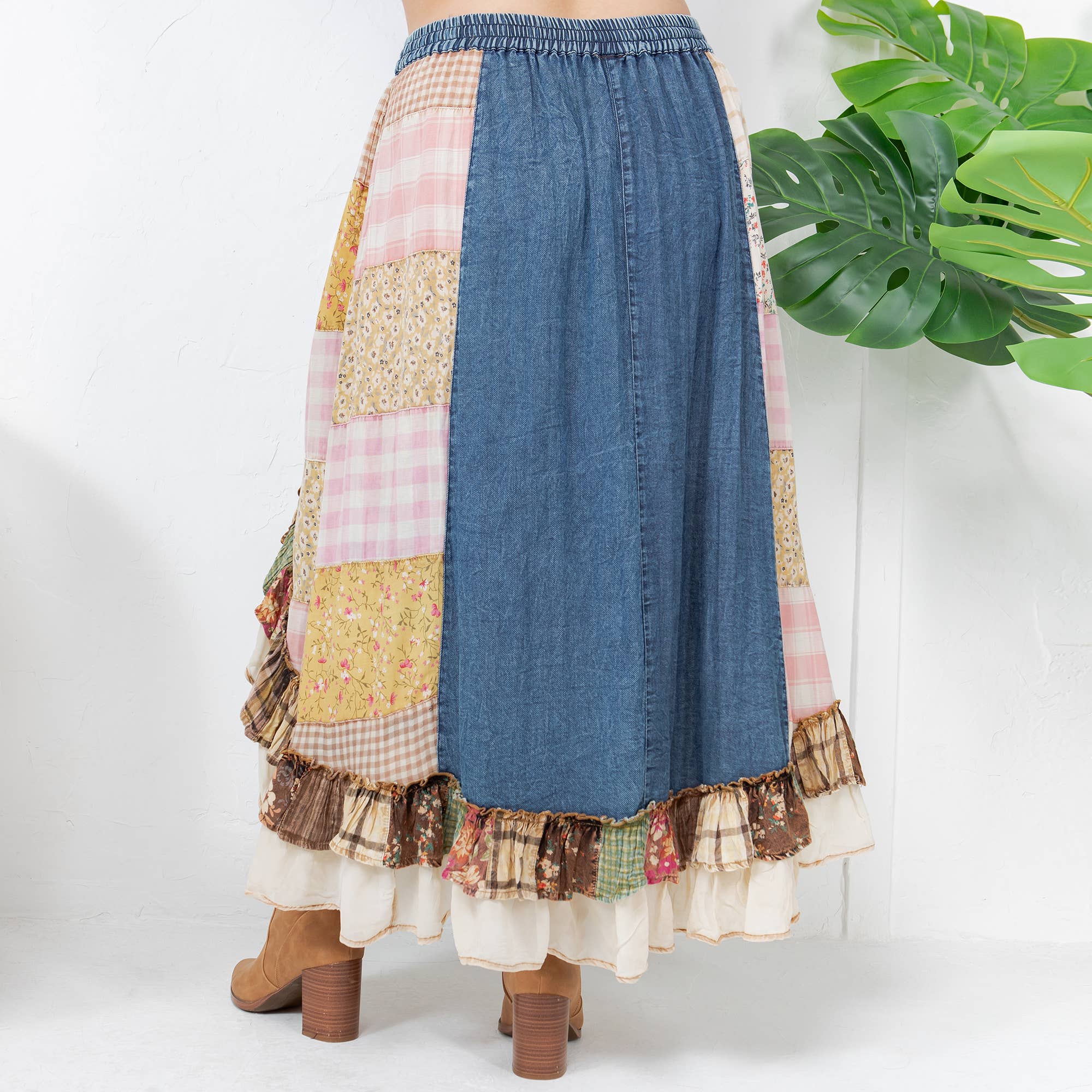 Young Threads - Wholesale Skirt - Women's - Western Boho Chic: Patchwork Midi Skirt 14