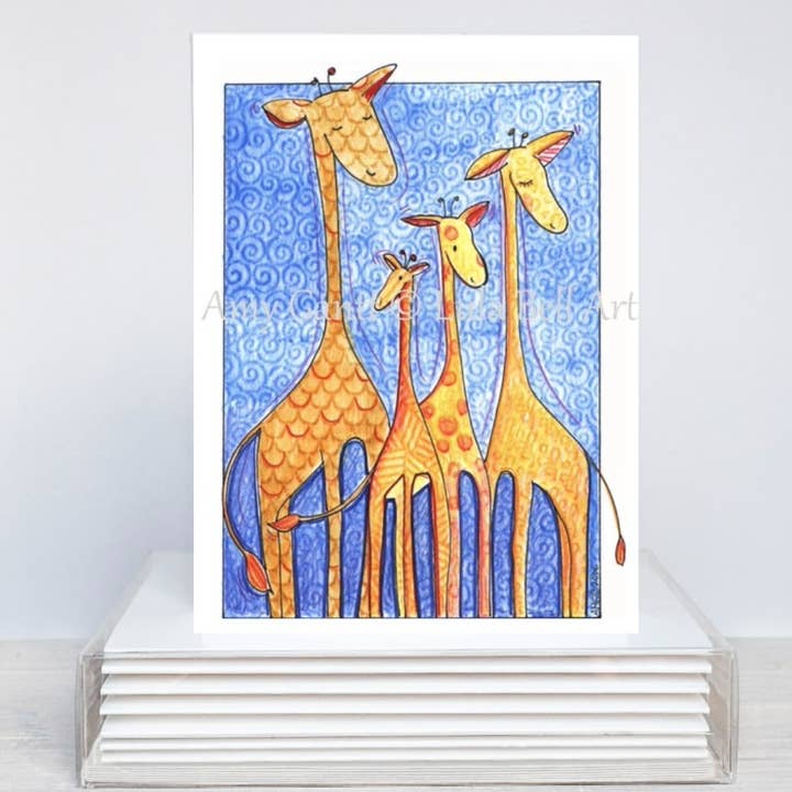 Wild Giraffe Family Boxed Note Cards for wholesale by Lula Bell Cards and Gifts