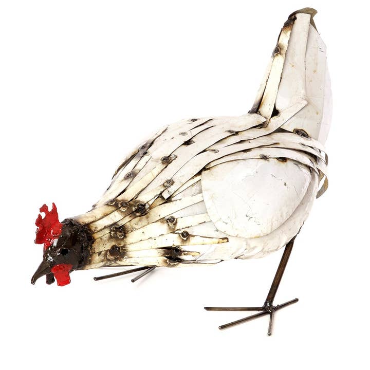 African Modern - Wholesale Sculpture - Pecking Chicken Recycled Metal Sculpture