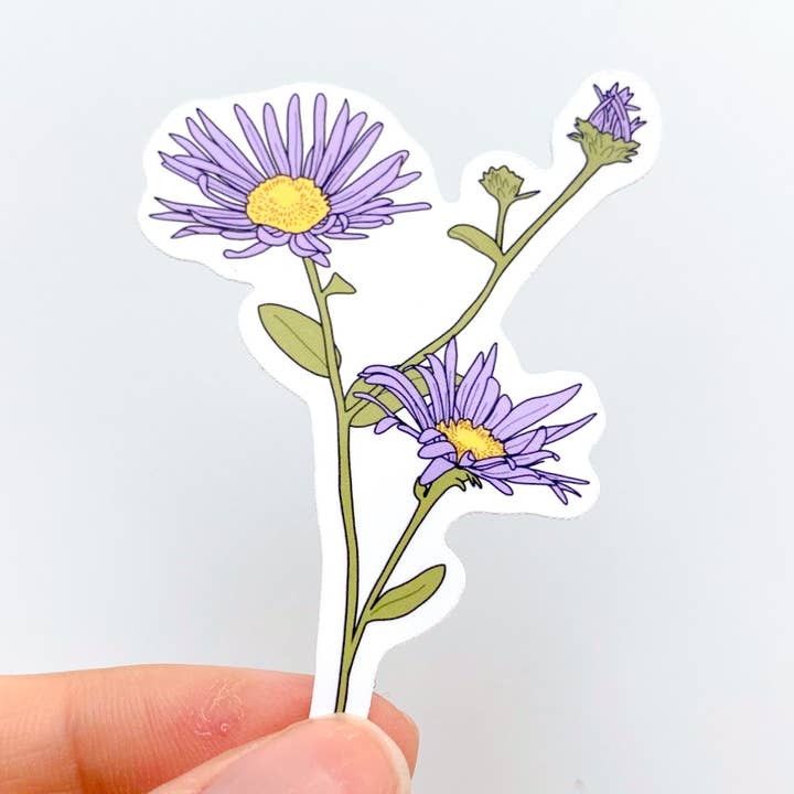 Sticker Aster - Sticker fleur mois de naissance de septembre pour la vente par Slik Art and Design
