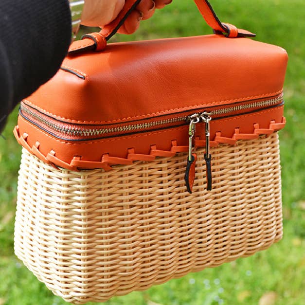 JIJOU CAPRI - Wholesale Crossbody Bag - Women's - IT360 Italian Leather & Raffia Mini Crossbody Bag 6