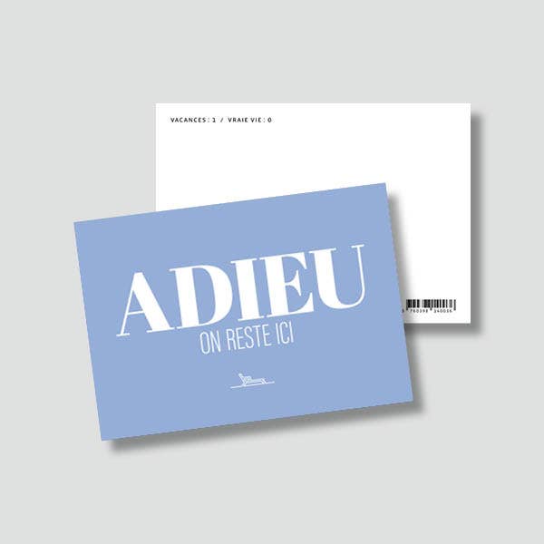 Le shop de Bulma - Wholesale Postcard - "Vacation" Card: Goodbye we're staying here (with envelope)2