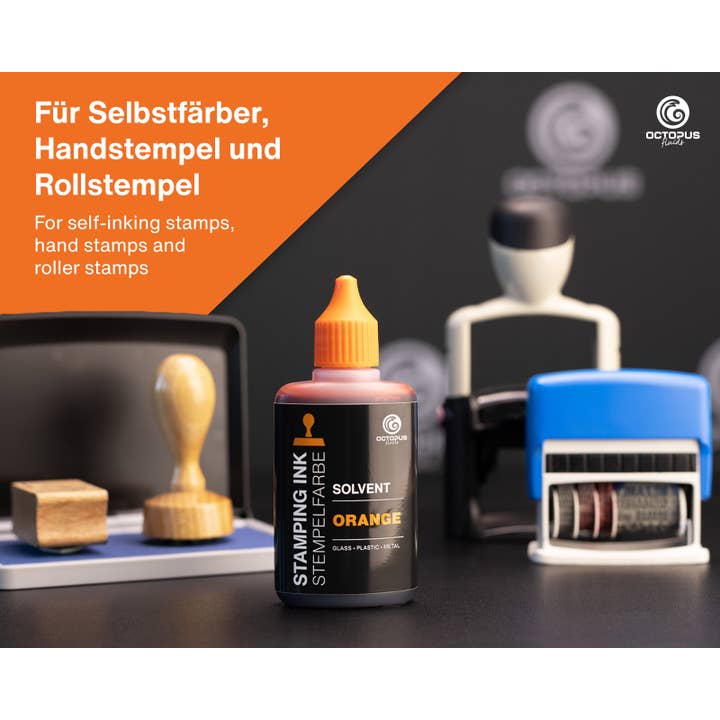 Octopus Concept GmbH - Wholesale Ink pad - Octopus stamp ink for smooth surfaces, orange 50ml3