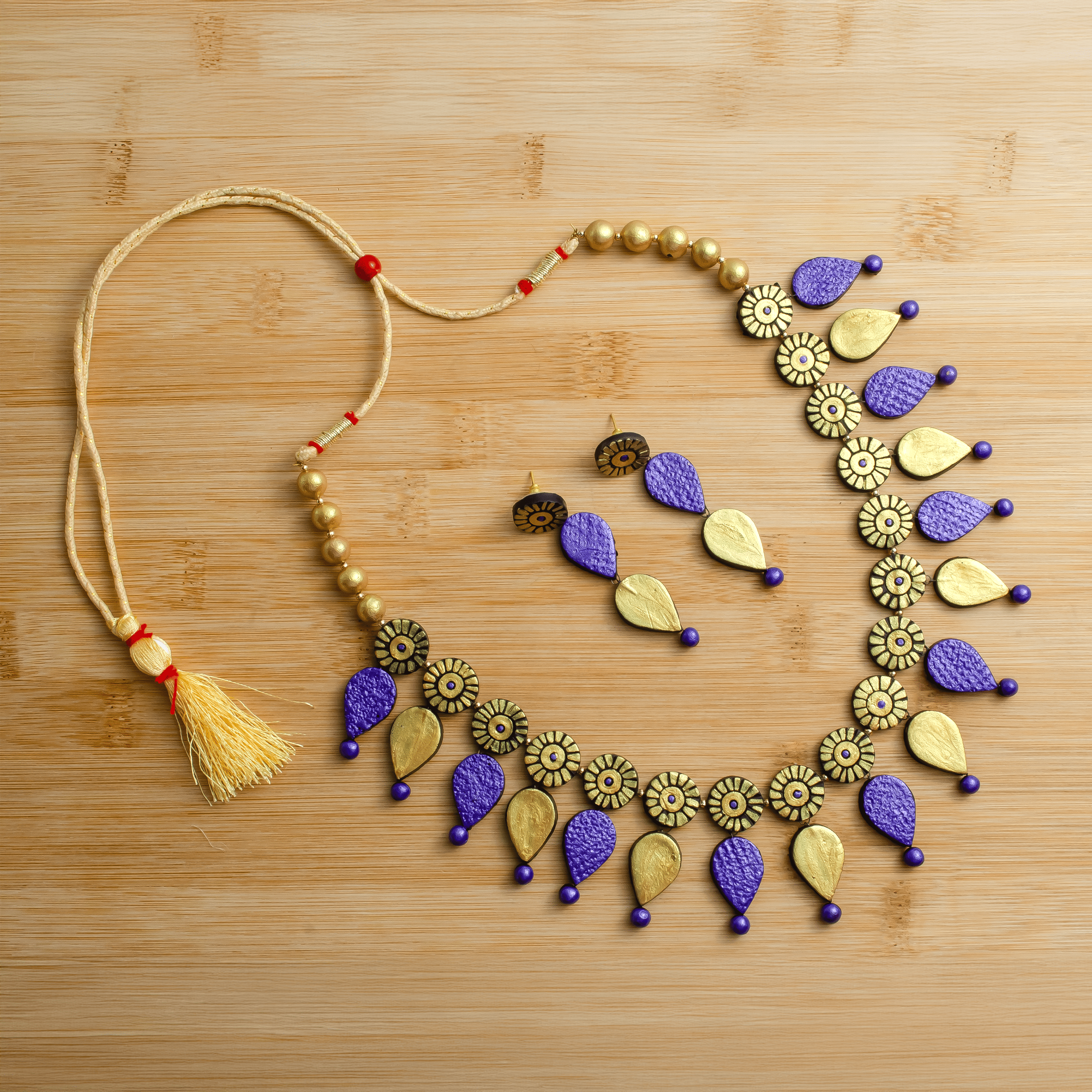 House of Kraft - Wholesale Jewelry Set - Water Droplet Jewelry Set | Clay Jewelry | Purple Jewelry27