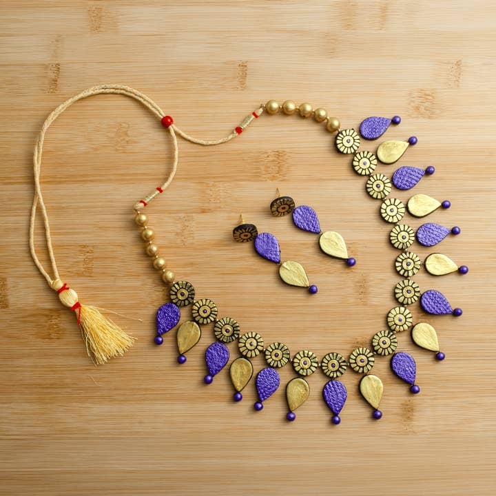 House of Kraft - Wholesale Jewelry Set - Water Droplet Jewelry Set | Clay Jewelry | Purple Jewelry27
