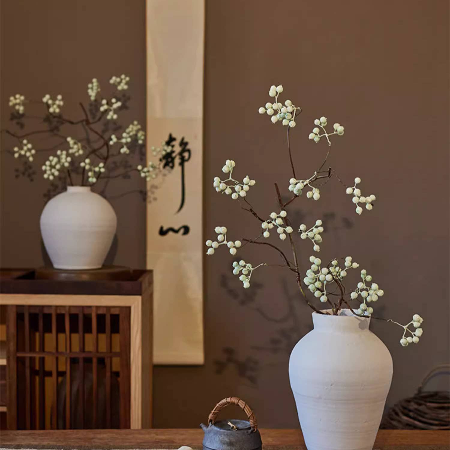 Rustic Reach - Wholesale Artificial Plant - Zen Style Light Green Berry Stem 37.8" Tall7