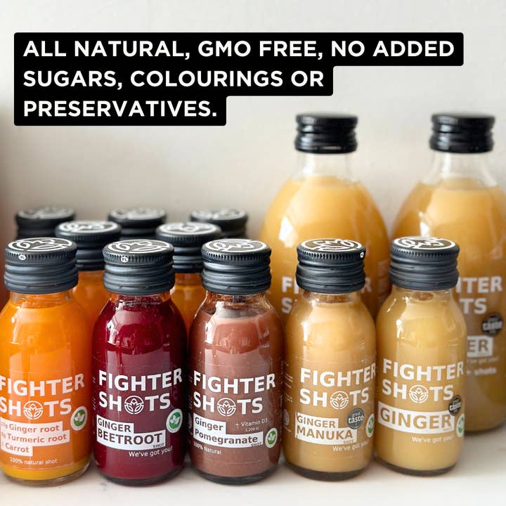 Fighter Shots USA - Wholesale Wellness Juice/Tonic - Ginger + Manuka Honey 12x60ml6