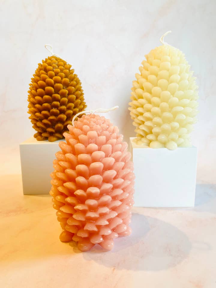 Jumbo Pinecone Beeswax Candle for wholesale by Maple + Love