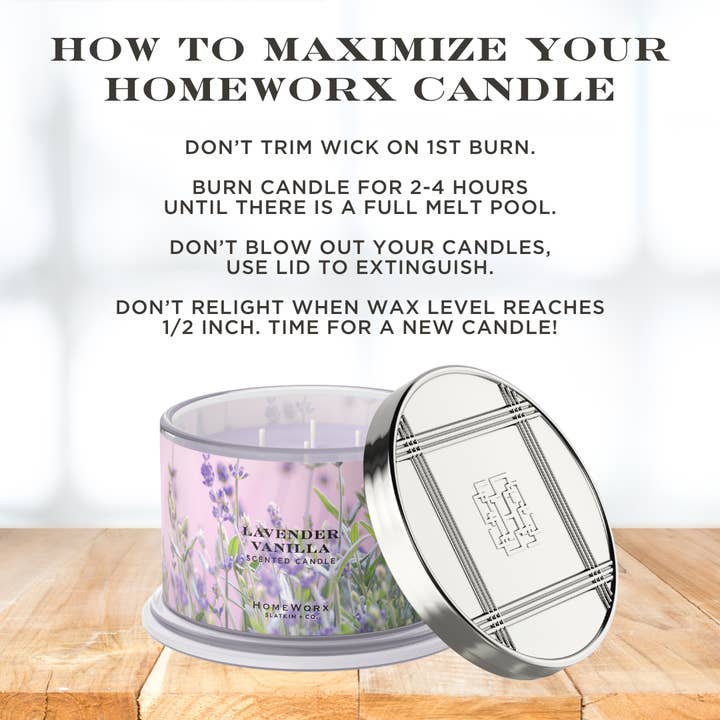 HomeWorx by Slatkin + Co. – Großhandel Kerze im Glas / gefüllte Kerze – Lavendel Vanille 4-Docht-Kerze4