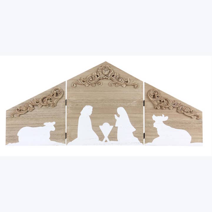 Young's - Wholesale Nativity Scene Decor - Wood Country Christmas Tabletop Hinged Nativity Set