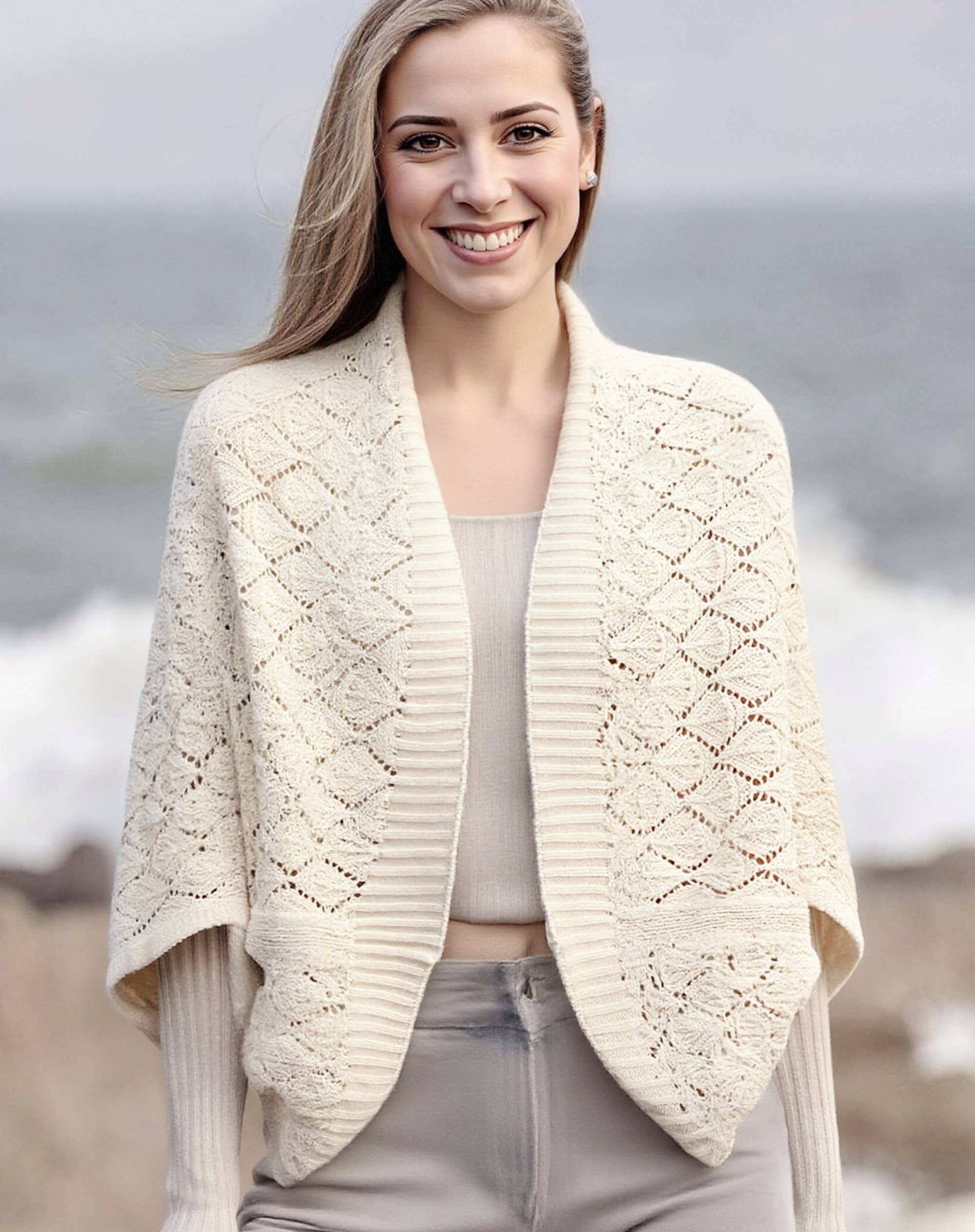 JC Sunny Fashion - Wholesale Wrap - Women's - JC063314 Vintage Elegant Hollow Batwing Sweater / Cardigan6