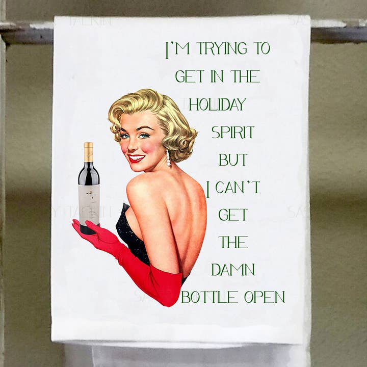Sassy Talkin - Wholesale Tea Towel - Sassy Girl, Christmas, I'm trying to get in the holiday spirit0