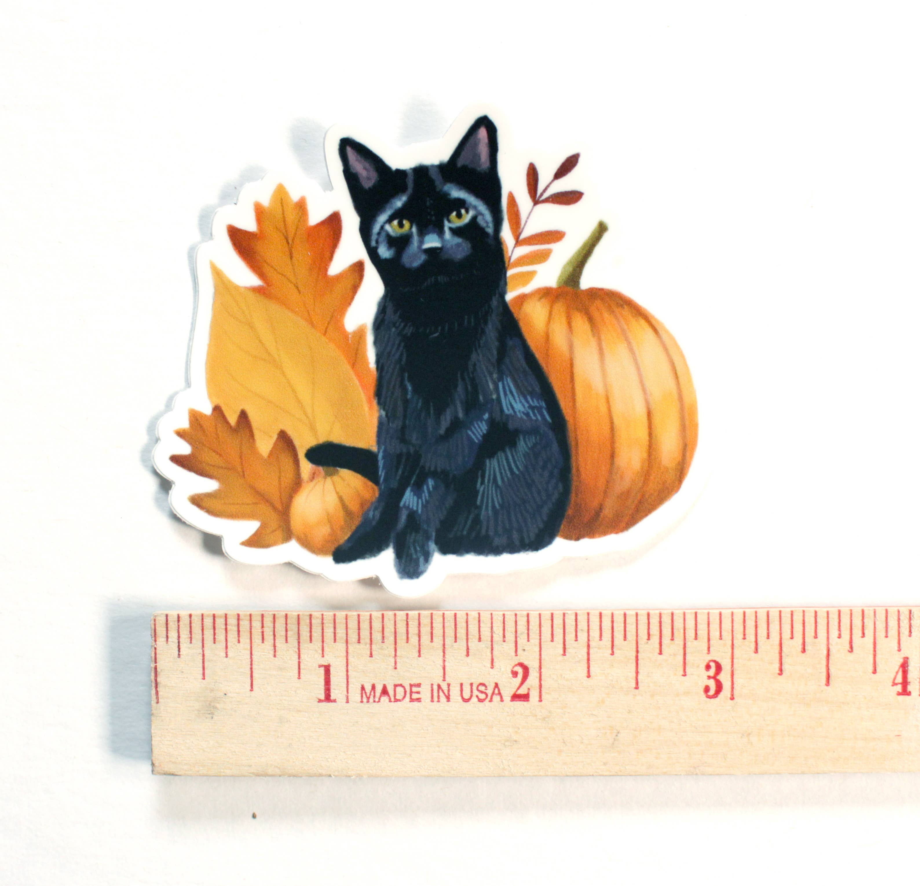michele maule - Wholesale Sticker - 2.5" x 3" Single Cat and Pumpkins Sticker1