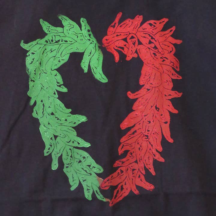 Handprinted T shirt "Riestra Heart" for wholesale by Sarah Drummond Art