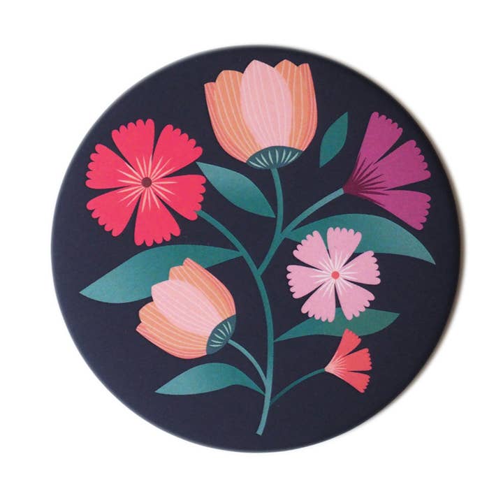 Miroir rond de poche motif Bouquet pour la vente par mini labo
