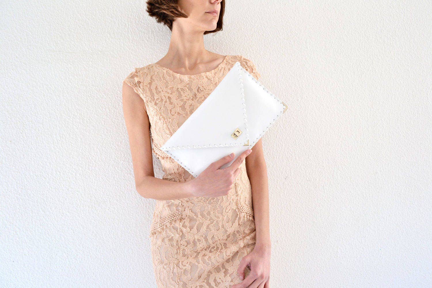 ANA KOUTSI - Wholesale Clutch bag – women's - Symmetria leather clutch in white