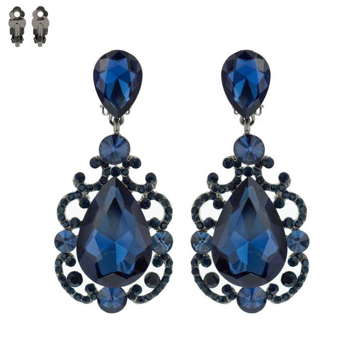 SP Sophia Collection - Wholesale Clip-On Earrings - Chandelier Stone Clip On Earrings