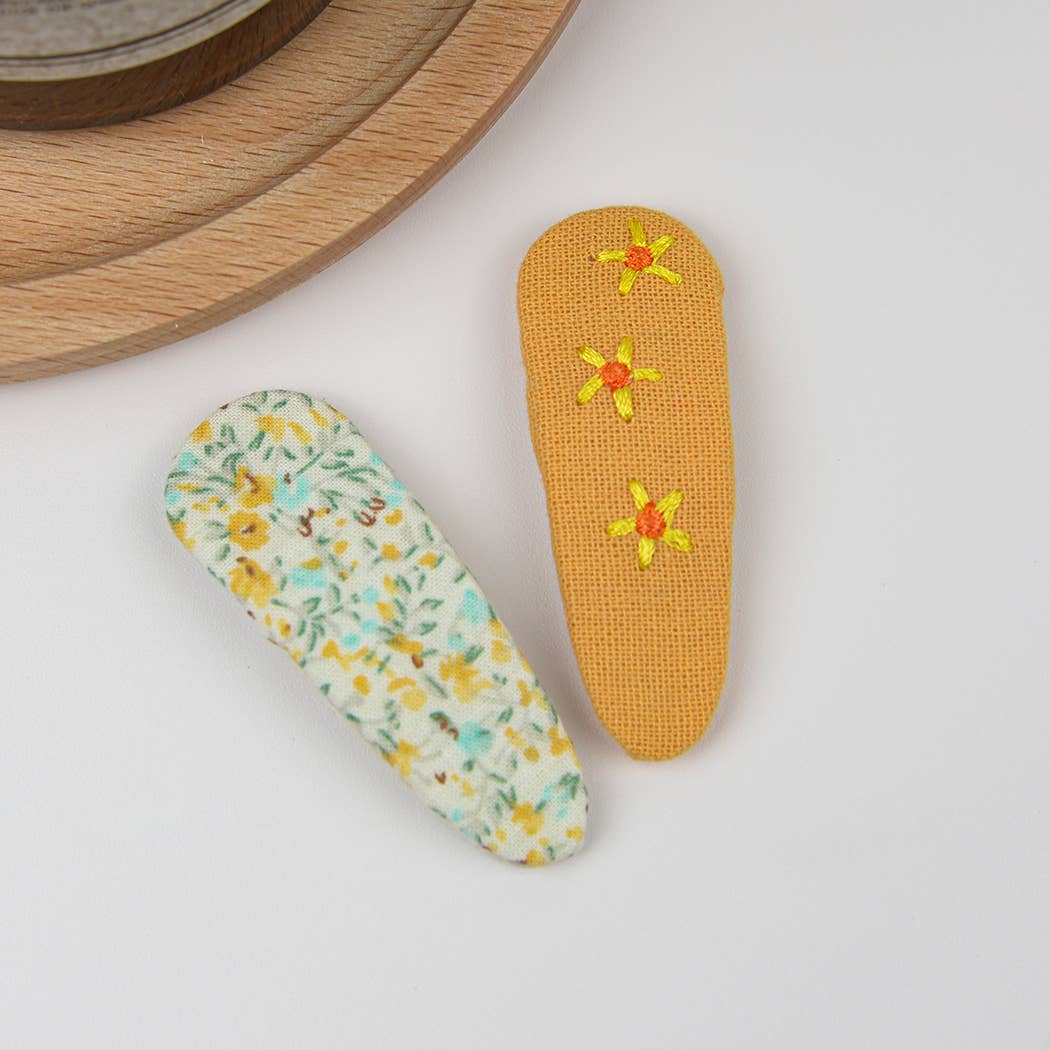 TheDivaSoap - Wholesale Hair Clip - Kids - Embroidered Floral Snap Hair Clips Set9