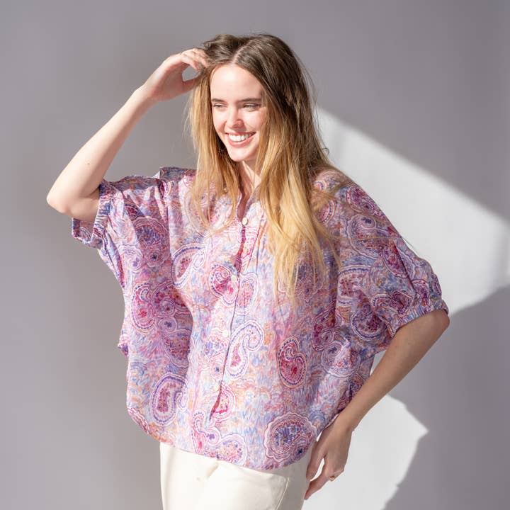 Camisa de Estúdio - Paisley por atacado de BETSY OLMSTED