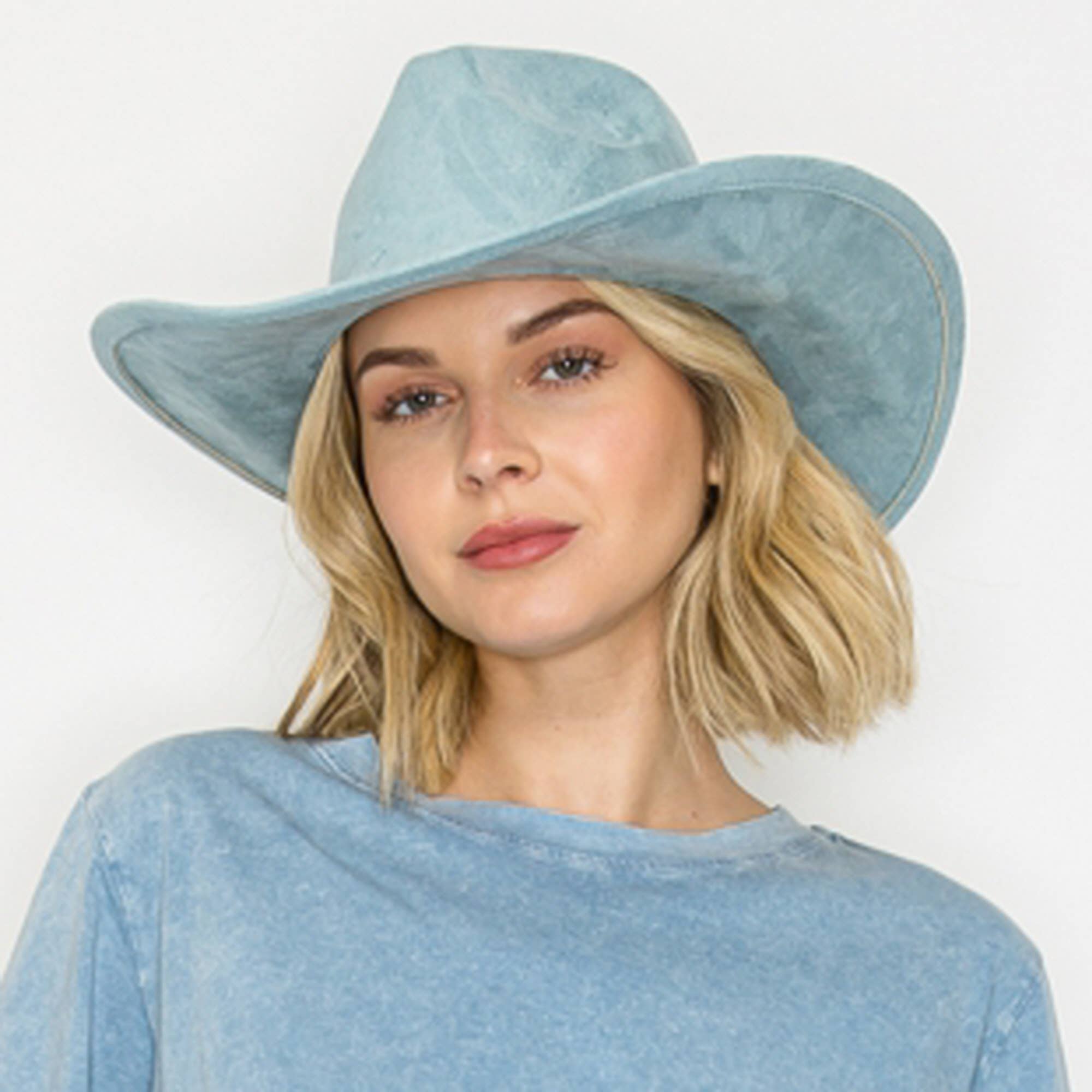 One and Only Accessories – wholesale Cowboy Hat – Women’s – Vegan suede cattleman cowboy hat stiff flat brim Stylish hat17