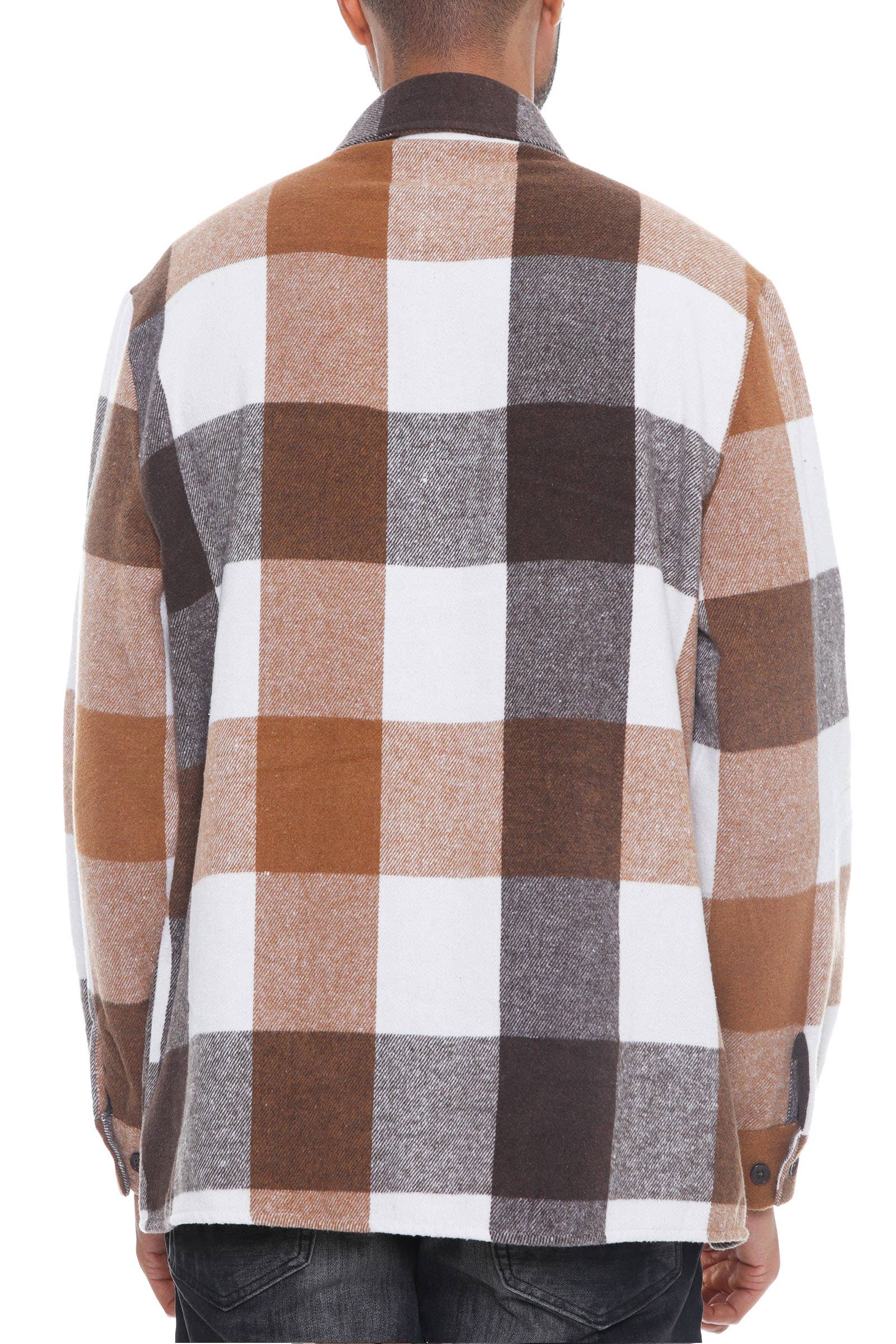 WEIV - Vente Veste-chemise – homme - Manteau en flanelle souple à carreaux pour hommes7