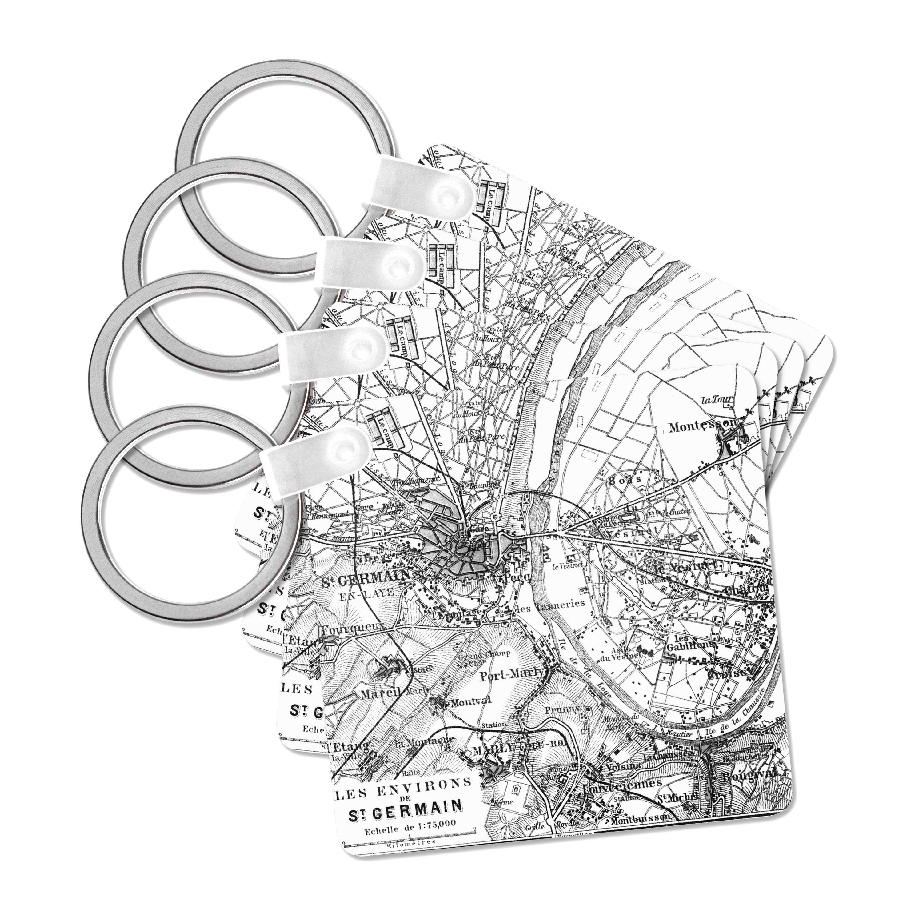 3dRose - Vente Porte-clés – unisexe - 3dRose, Carte Vintage de Paris en France, Porte-clés0