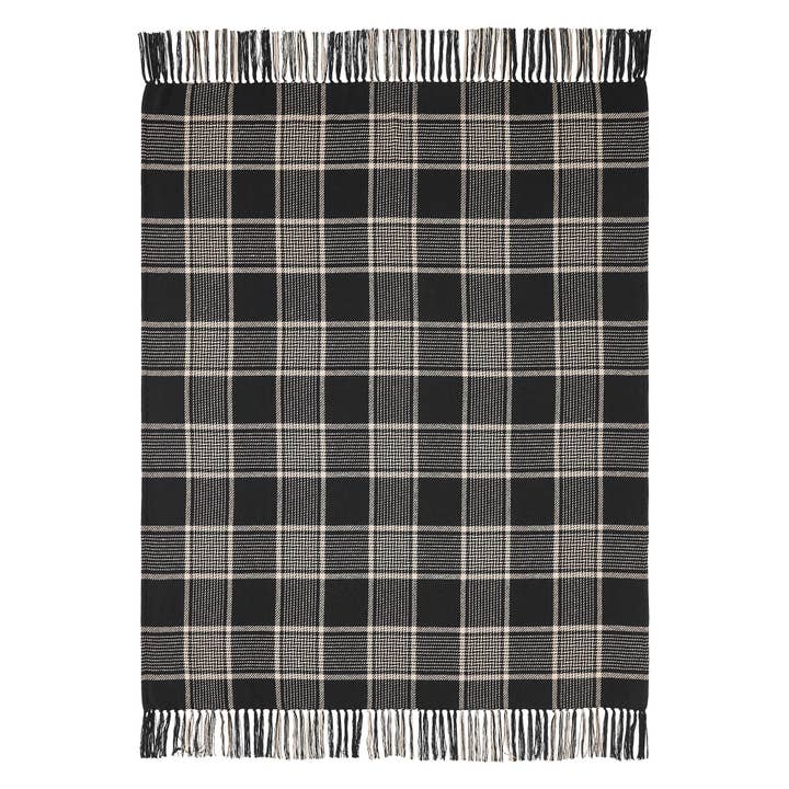 VHC Brands - Wholesale Throw Blanket - Eston Black Tan Plaid Throw 50x60