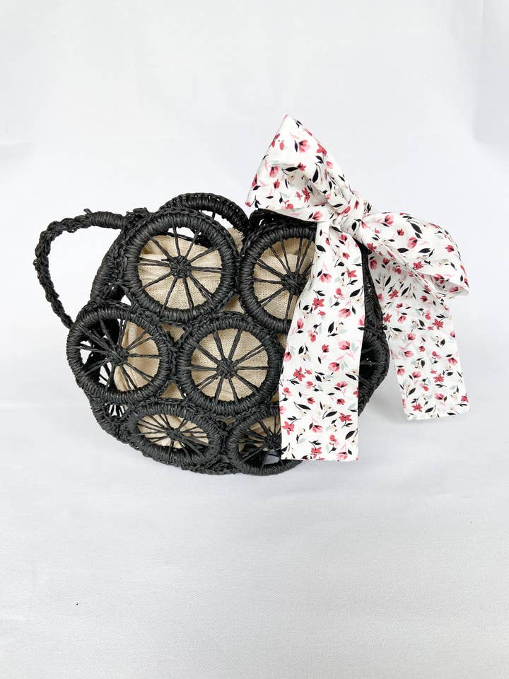 White Floral Skinny Bandana-Purse Scarf-Bag Scarf- Tote Bag Scarf- Purse Accessory-Women's Accessory-Multipurpose Wrap-Fabric Wrap for wholesale by Madison Avenue Kids Toys