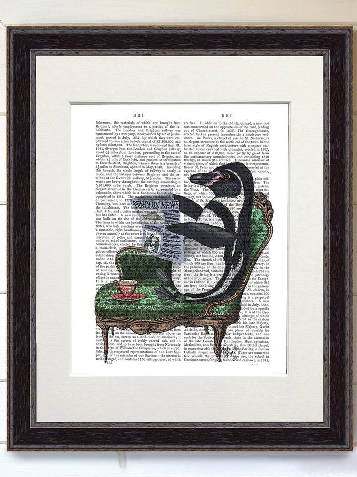 Pinguin Reading Zeitung, Buchdruck & Kunstdruck /Wandkunst für den Großhandel von FabFunky Ltd