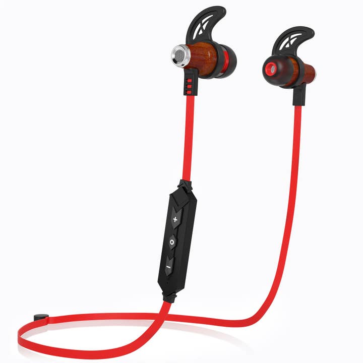 Symphonized – wholesale Headphones – NRG Bluetooth Wireless In-ear Wood Headphones - Red