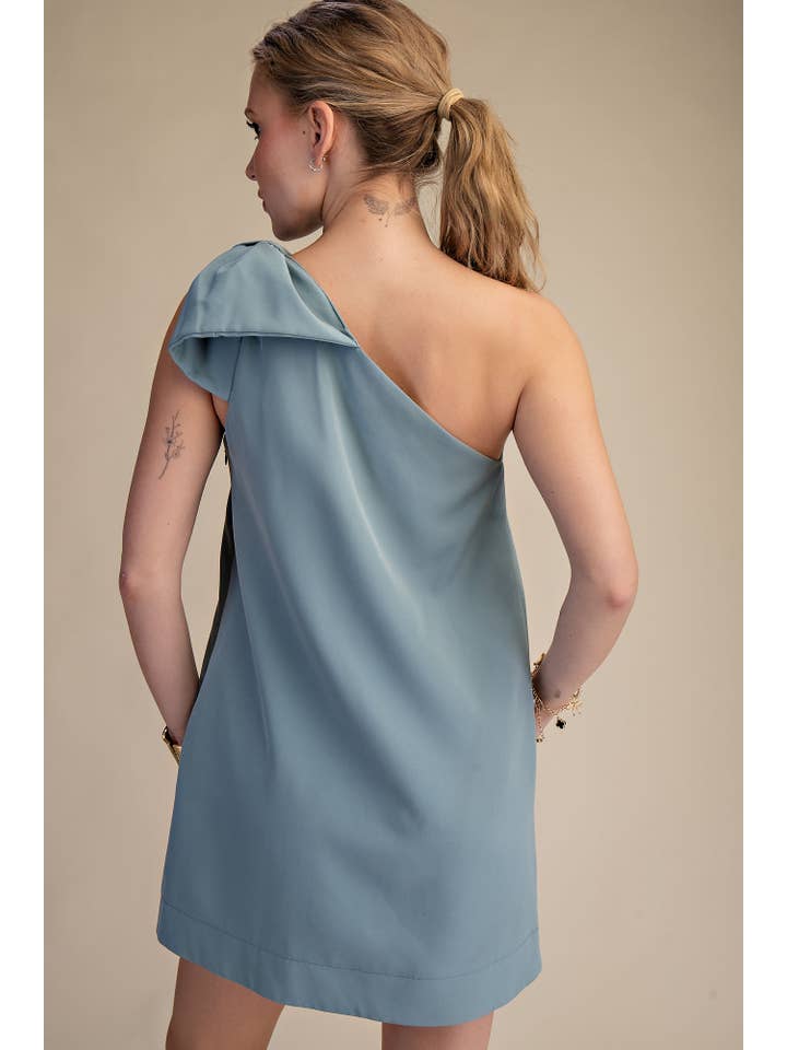 Glam - Wholesale Dress - Women's - Bow One Shoulder Mini Dress15