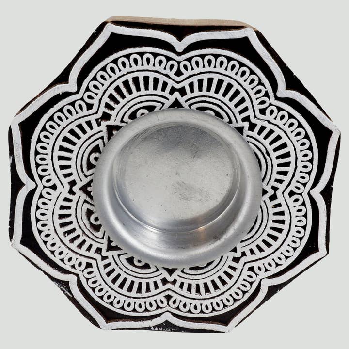 Tribal Trade GmbH - Wholesale Candle Holder - Tealight holder wood rosette large flower candle holder3