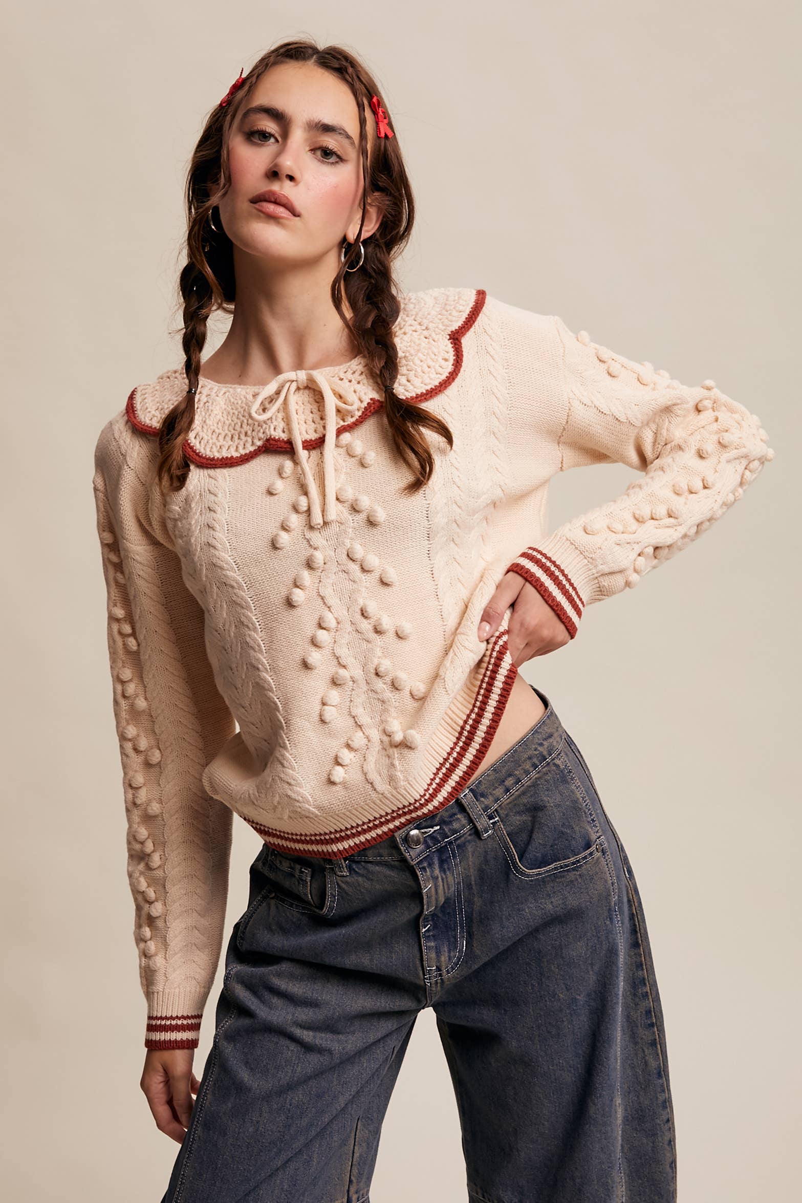 Listicle - Wholesale Knit Sweater - Women's - Pom Pom Cable Knit Sweater20