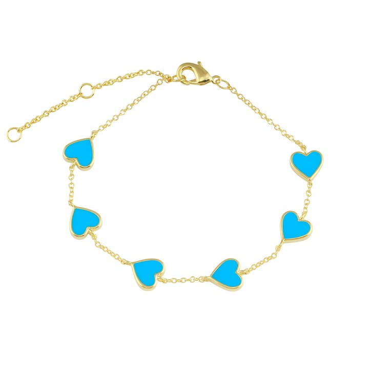 JTG Jewelry - Vente Bracelets à breloques/pendentifs - Bracelets en forme de cœur en émail multiple3