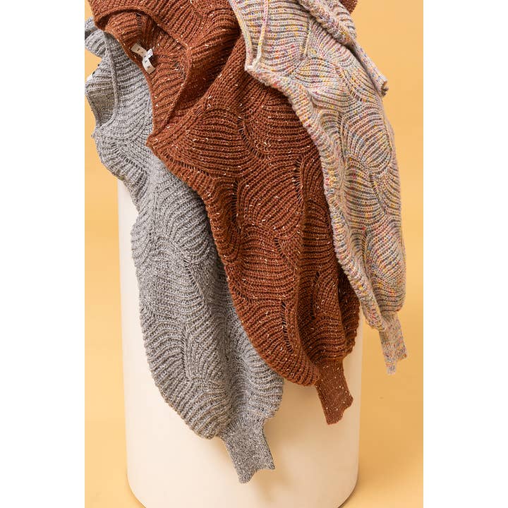 HYFVE - Wholesale Knit Sweater - Women's - HF25A287-Pointelle Chunky Knit Sweater